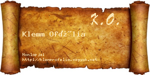 Klemm Ofélia névjegykártya